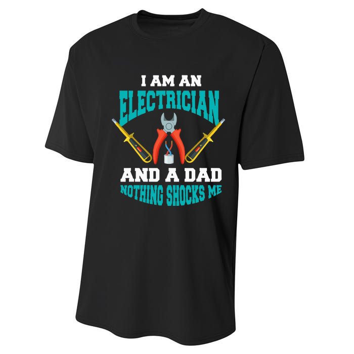 Electrician Dad Funny Electrician Father Gift Performance Sprint T-Shirt