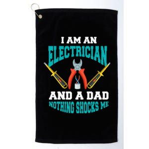 Electrician Dad Funny Electrician Father Gift Platinum Collection Golf Towel