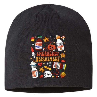 Emergency Department Funny Er Nurse Halloween Spooky Season Sustainable Beanie