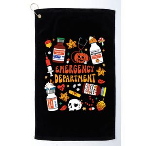 Emergency Department Funny Er Nurse Halloween Spooky Season Platinum Collection Golf Towel