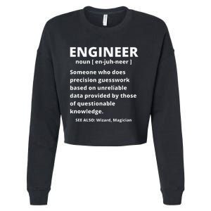 Engineer Definition Funny Sarcastic Engineering Cropped Pullover Crew