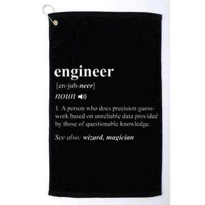 Engineer Definition Funny Engineering Mechanical Civil Gift Platinum Collection Golf Towel