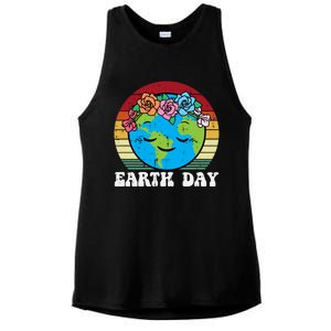 Earth Day Flowers Head Sunset Retro Gift Ladies PosiCharge Tri-Blend Wicking Tank