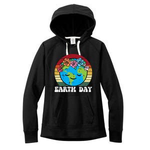 Earth Day Flowers Head Sunset Retro Gift Women's Fleece Hoodie