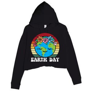 Earth Day Flowers Head Sunset Retro Gift Crop Fleece Hoodie