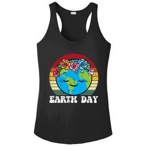 Earth Day Flowers Head Sunset Retro Gift Ladies PosiCharge Competitor Racerback Tank