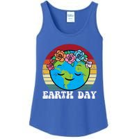 Earth Day Flowers Head Sunset Retro Gift Ladies Essential Tank