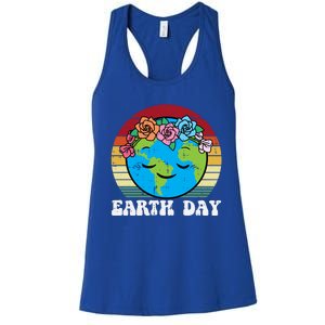 Earth Day Flowers Head Sunset Retro Gift Women's Racerback Tank