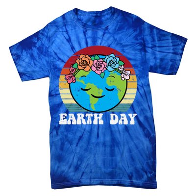 Earth Day Flowers Head Sunset Retro Gift Tie-Dye T-Shirt