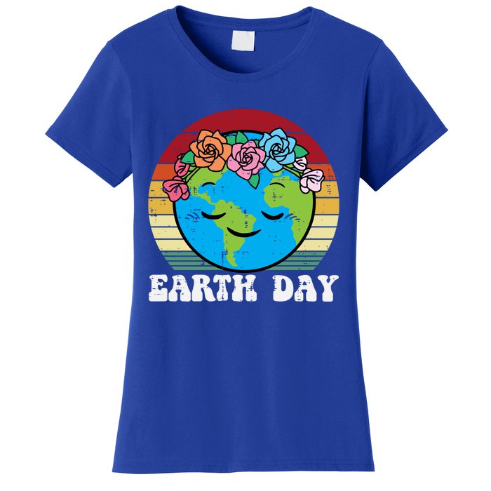 Earth Day Flowers Head Sunset Retro Gift Women's T-Shirt