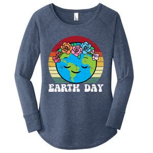 Earth Day Flowers Head Sunset Retro Gift Women's Perfect Tri Tunic Long Sleeve Shirt