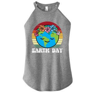 Earth Day Flowers Head Sunset Retro Gift Women's Perfect Tri Rocker Tank