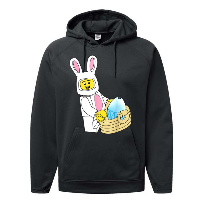 Easter Day Figure Rabbit Master Builder Block Brick Building Performance Fleece Hoodie