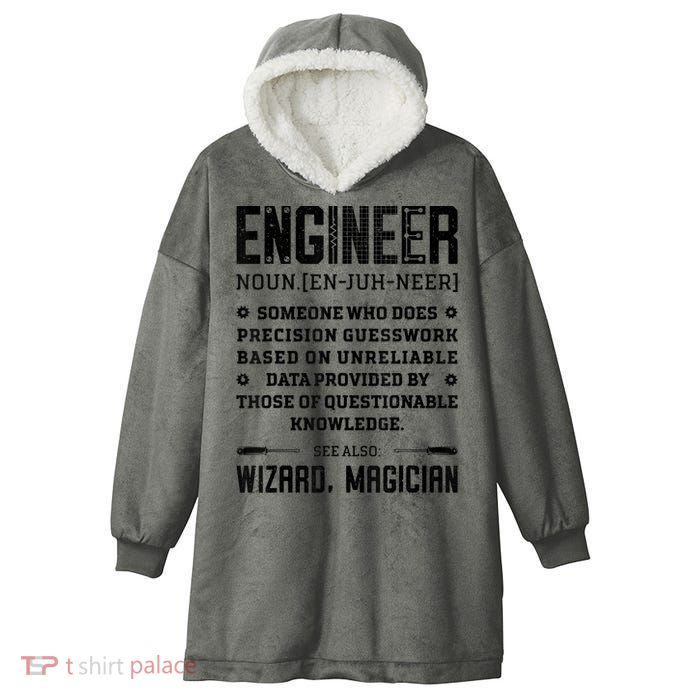 Engineer Definition Funny Noun Engineering Dictionary Term Hooded Wearable Blanket