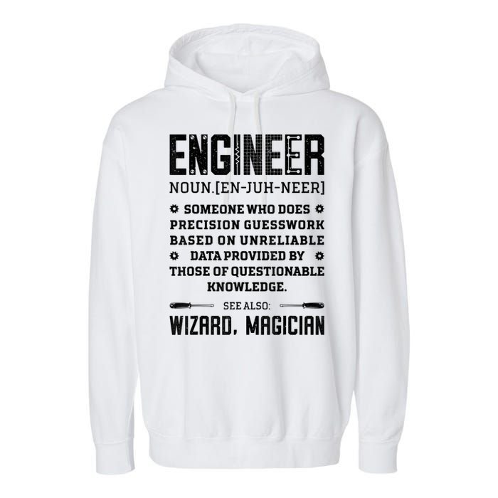 Engineer Definition Funny Noun Engineering Dictionary Term Garment-Dyed Fleece Hoodie