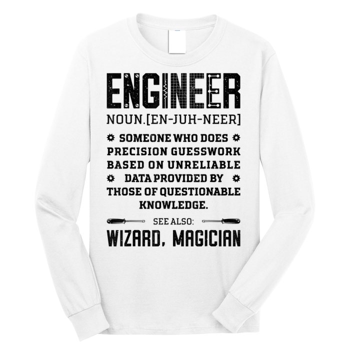 Engineer Definition Funny Noun Engineering Dictionary Term Long Sleeve Shirt