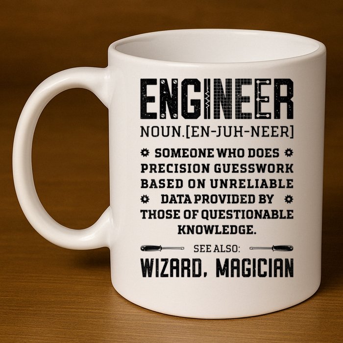 Engineer Definition Funny Noun Engineering Dictionary Term 11oz C Handle Ceramic Mug