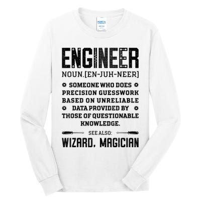 Engineer Definition Funny Noun Engineering Dictionary Term Tall Long Sleeve T-Shirt