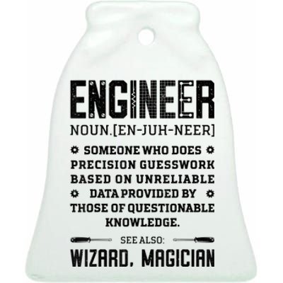 Engineer Definition Funny Noun Engineering Dictionary Term Ceramic Bell Ornament