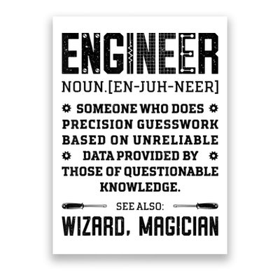 Engineer Definition Funny Noun Engineering Dictionary Term Poster
