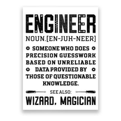 Engineer Definition Funny Noun Engineering Dictionary Term Poster