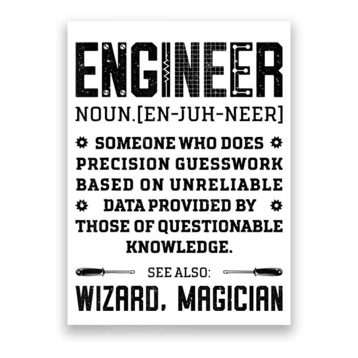 Engineer Definition Funny Noun Engineering Dictionary Term Poster