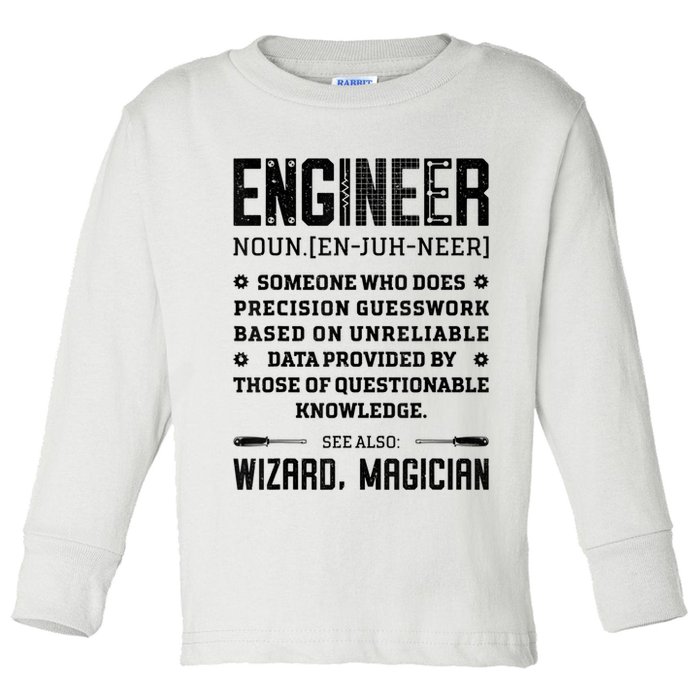 Engineer Definition Funny Noun Engineering Dictionary Term Toddler Long Sleeve Shirt