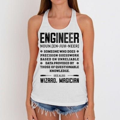 Engineer Definition Funny Noun Engineering Dictionary Term Women's Knotted Racerback Tank