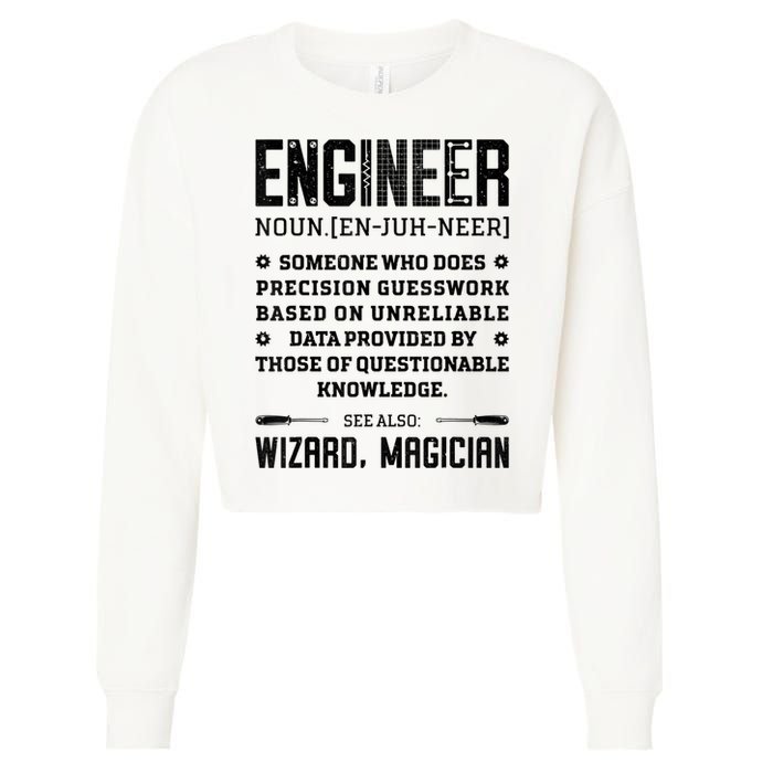 Engineer Definition Funny Noun Engineering Dictionary Term Cropped Pullover Crew