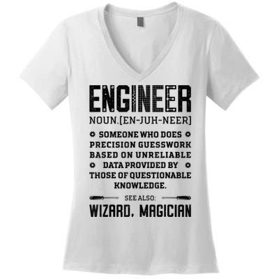 Engineer Definition Funny Noun Engineering Dictionary Term Women's V-Neck T-Shirt