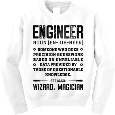 Engineer Definition Funny Noun Engineering Dictionary Term Kids Sweatshirt