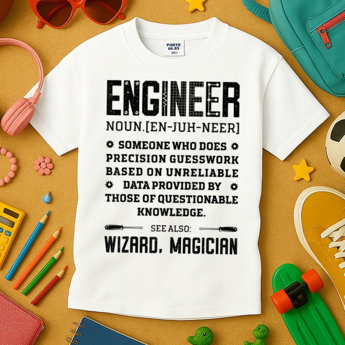 Engineer Definition Funny Noun Engineering Dictionary Term Kids T-Shirt