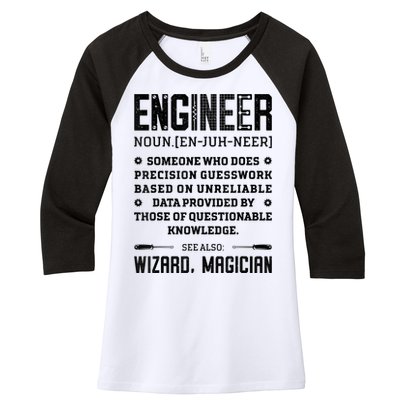 Engineer Definition Funny Noun Engineering Dictionary Term Women's Tri-Blend 3/4-Sleeve Raglan Shirt