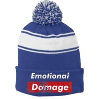 Emotional Damage Funny Viral Meme Box Stripe Pom Pom Beanie