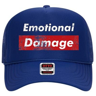 Emotional Damage Funny Viral Meme Box High Crown Mesh Back Trucker Hat