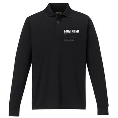 Engineer Definition Funny Engineering Performance Long Sleeve Polo