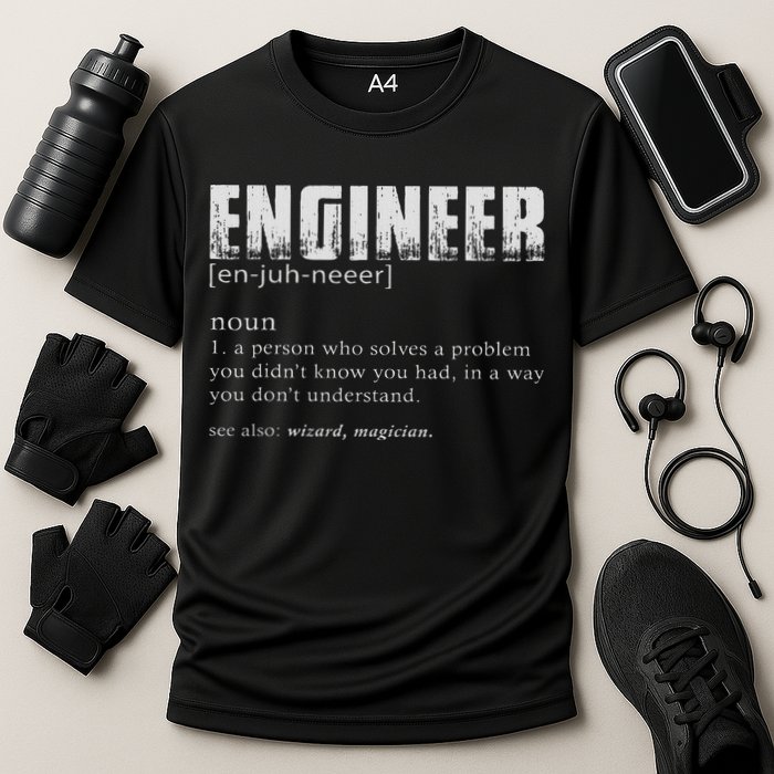 Engineer Definition Funny Engineering Cooling Performance Crew T-Shirt
