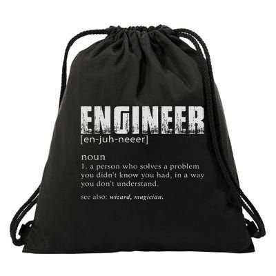 Engineer Definition Funny Engineering Drawstring Bag