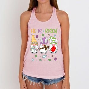 Easter Day For Christian He Is Risen Gnomes Mom Leopard Gift Women's Knotted Racerback Tank