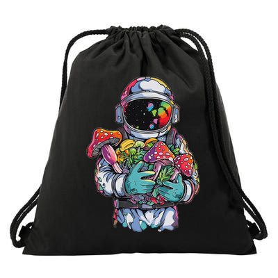 Edm Dj Festival Outfit & Women Trippy Astronaut Art Edm Mushroom Psychedelic Rave, Drawstring Bag