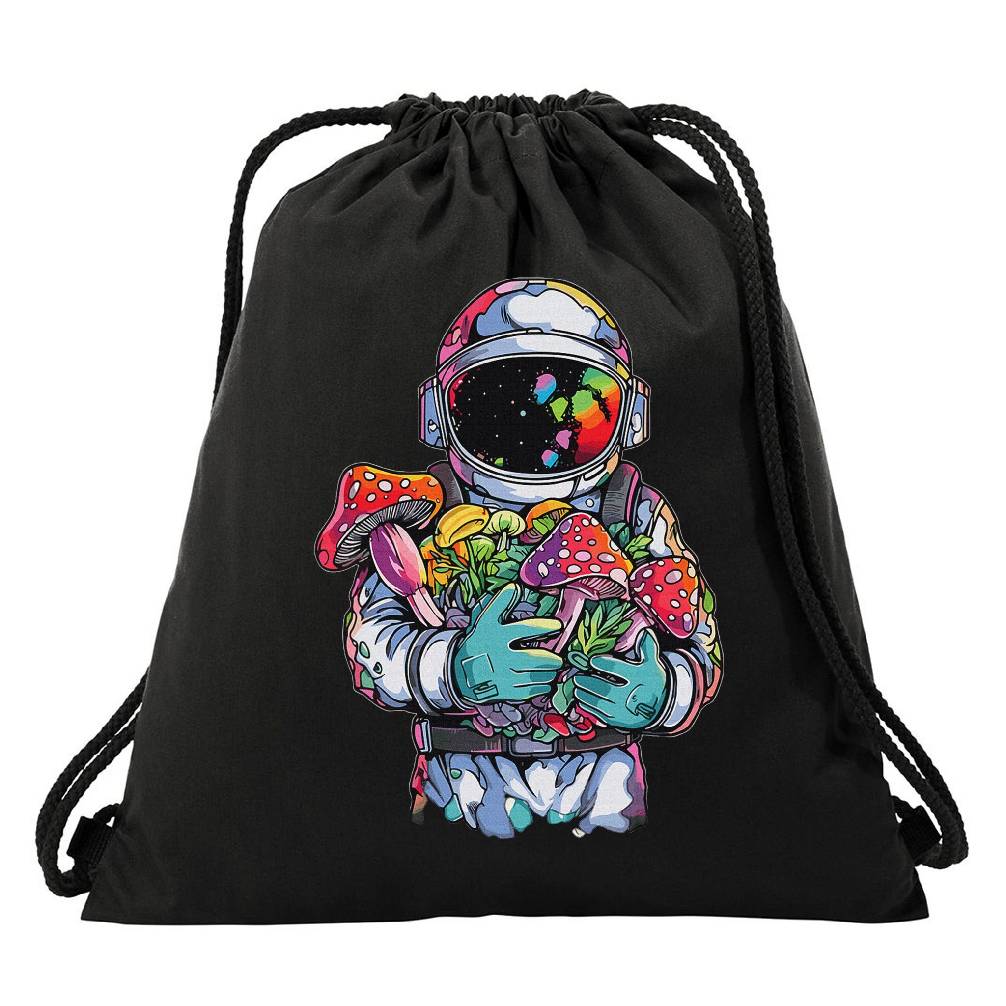 Edm Dj Festival Outfit & Women Trippy Astronaut Art Edm Mushroom Psychedelic Rave, Drawstring Bag