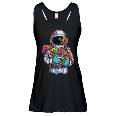 Edm Dj Festival Outfit & Women Trippy Astronaut Art Edm Mushroom Psychedelic Rave, Ladies Essential Flowy Tank