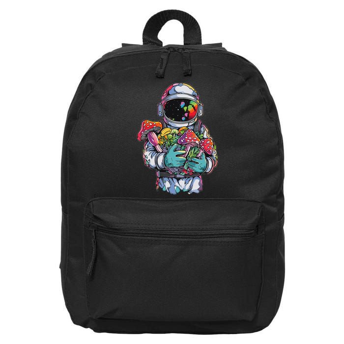 Edm Dj Festival Outfit & Women Trippy Astronaut Art Edm Mushroom Psychedelic Rave, 16 in Basic Backpack