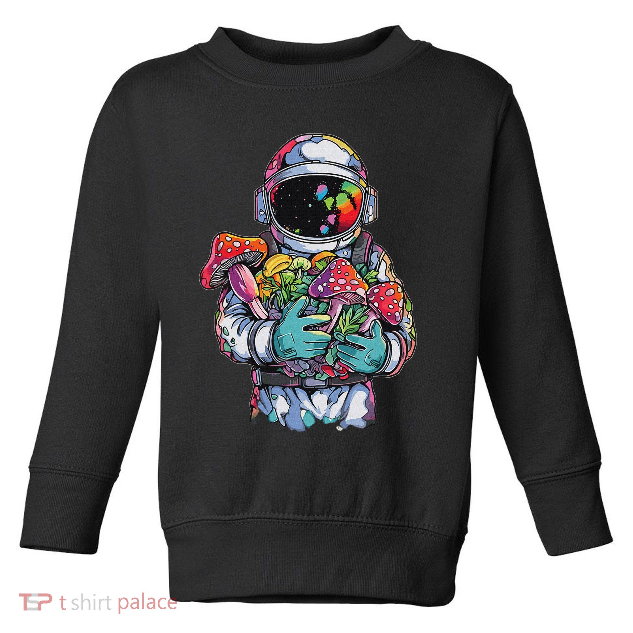 Edm Dj Festival Outfit & Women Trippy Astronaut Art Edm Mushroom Psychedelic Rave, Toddler Sweatshirt