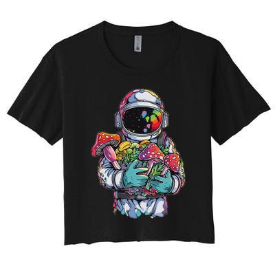 Edm Dj Festival Outfit & Women Trippy Astronaut Art Edm Mushroom Psychedelic Rave, Crop Top