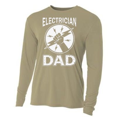 Electrician Dad Father Day Electrical Engineering Cooling Performance Long Sleeve Crew