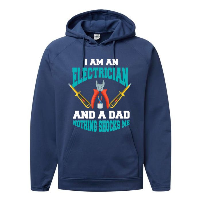 Electrician Dad Funny Electrician Father Gift Performance Fleece Hoodie