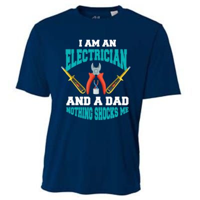 Electrician Dad Funny Electrician Father Gift Cooling Performance Crew T-Shirt