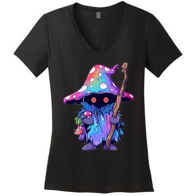 Edm Dj Festival Outfit & Psychedelic Festival Trippy Wizard Edm Rave Women's V-Neck T-Shirt
