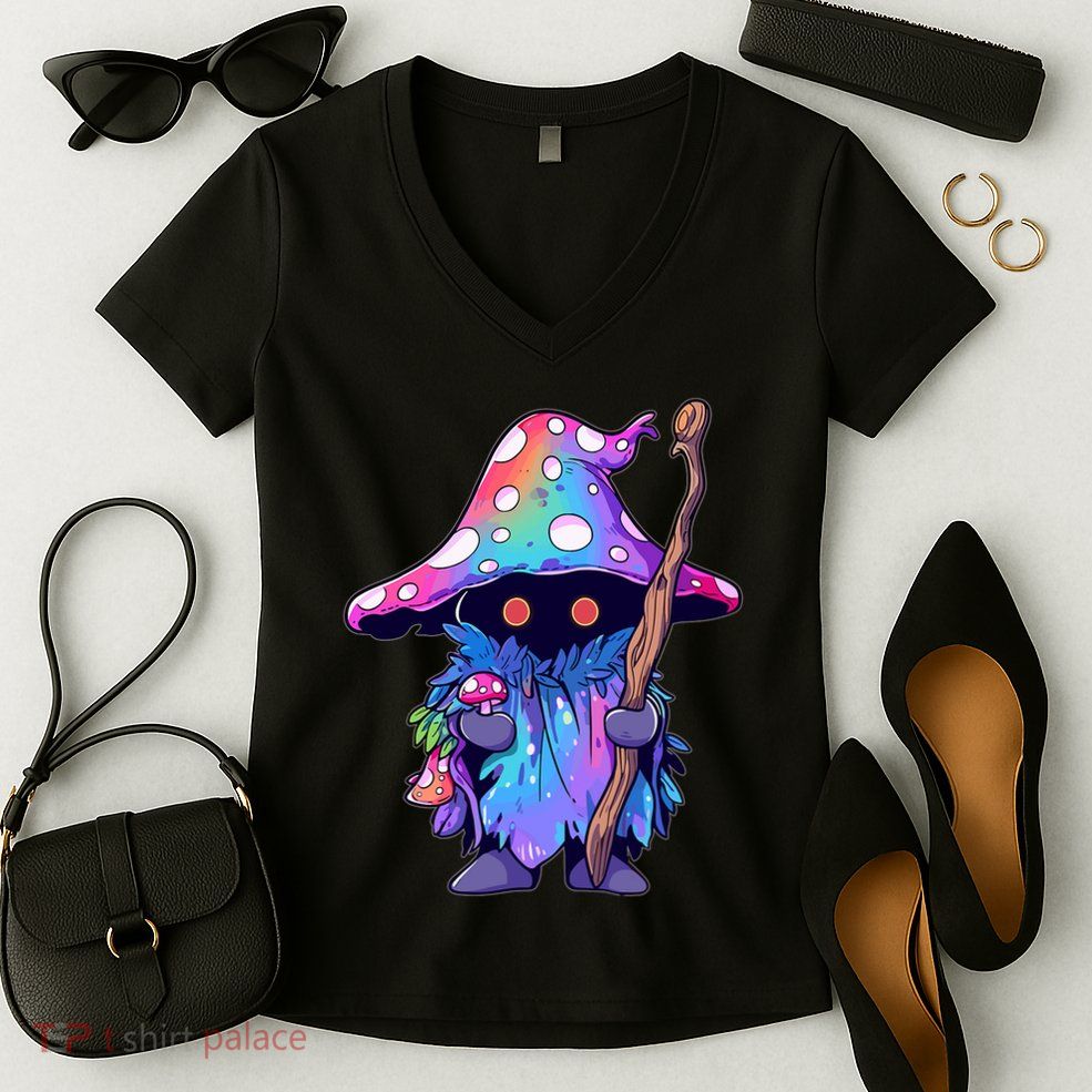 Edm Dj Festival Outfit & Psychedelic Festival Trippy Wizard Edm Rave Women's V-Neck T-Shirt